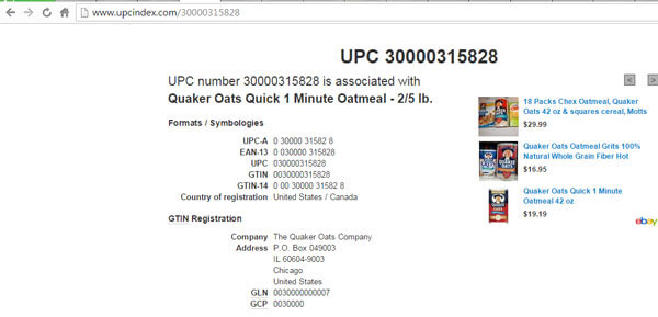 Kiểm tra mã vạch Quaker-Oats thật giả